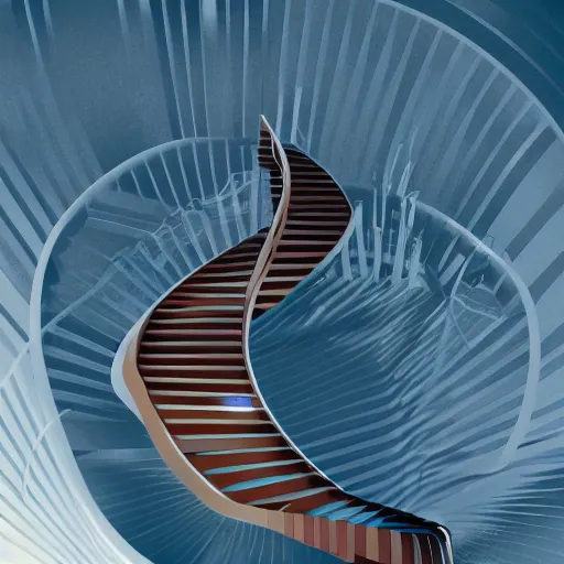 Image similar to a girl walking up a infinity staircase, digital art, 4K