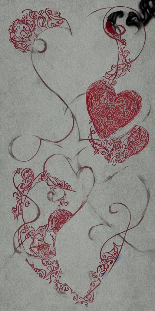 Image similar to gentle femdom, gfd logo, card back template, entwined hearts and spades, stylized