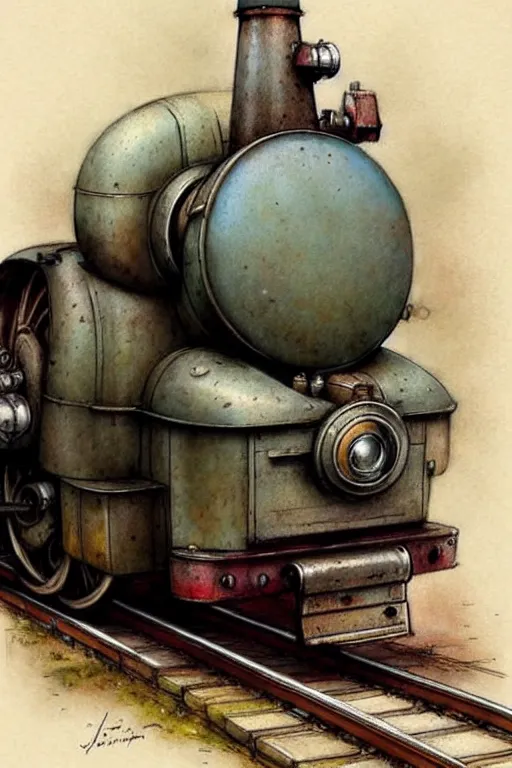 Prompt: (((((1950s train engine . muted colors.))))) by Jean-Baptiste Monge !!!!!!!!!!!!!!!!!!!!!!!!!!!