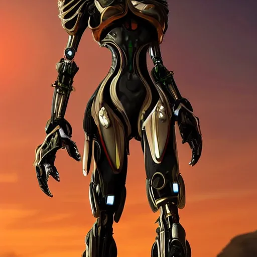 Image similar to looking up at a highly detailed 300 foot tall giant exquisite beautiful female warframe, as an anthropomorphic robot dragon, posing elegantly over your tiny form, camera on the ground, at the beach on a sunset, sleek streamlined design, streamlined matte black armor, sharp detailed claws, detailed sharp robot dragon feet, giantess shot, upward shot, ground view shot, front shot, cinematic shot, high quality warframe fanart, captura, realistic, professional digital art, high end digital art, furry art, giantess art, anthro art, DeviantArt, artstation, Furaffinity, 8k HD render, epic lighting