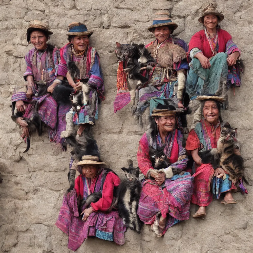 Image similar to inca people with cats