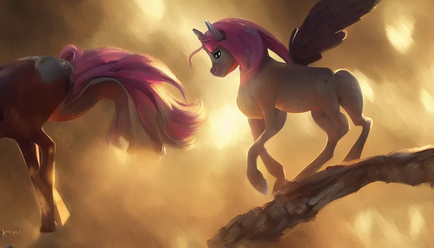 Image similar to a beautiful painting of my little pony, ray traced lighting by kalin popov and greg rutkowski