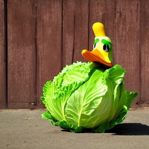 Image similar to a cabbage dressed as a duck