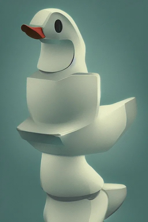 Image similar to robot duck concept, detailed, sharp focus, pastel, intricate, realistic, smooth, volumetric lighting, digital painting, by miyazaki