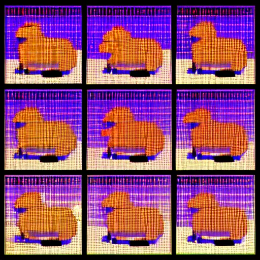 Image similar to Synthwave Capybara as a spritesheet