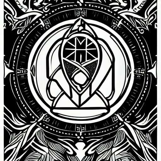 Prompt: emblem of wisdom, line art, behance