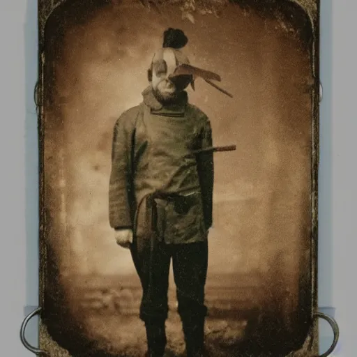 Prompt: tintype of the butcher god