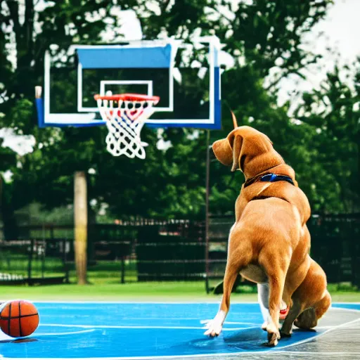 Image similar to dogs playing basketball on a basketball court