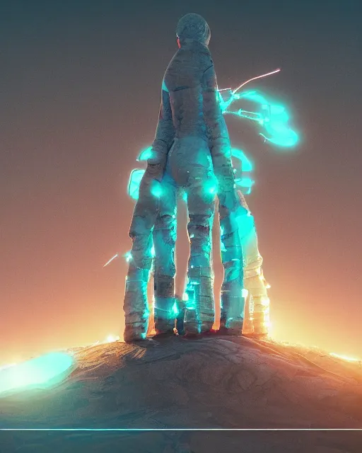 Prompt: a glowing female spirit of mother nature screams out in agony. drilling rigs bore into the earth in the background. wide shot, detailed, sharp, 8 k, award winning digital art by beeple.