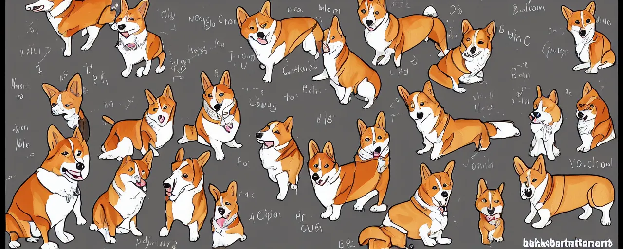 Image similar to huge mechanical corgis in the artstyle of bakaarts