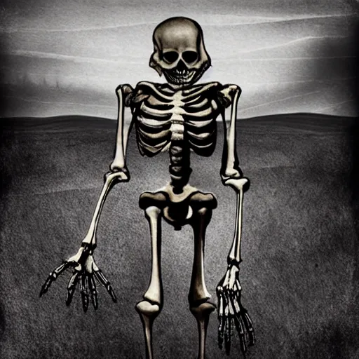 Prompt: the skeleton appears