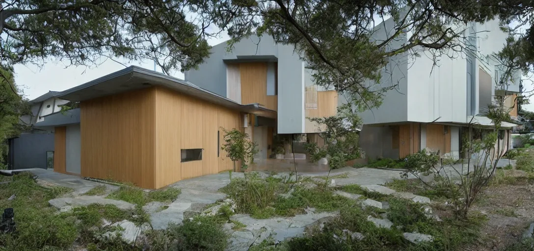 Image similar to Ghibli style modern house architecture