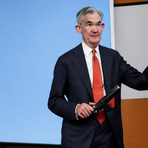 Prompt: photo of Jerome Powell using a flamethrower, highly-detailed, award-winning