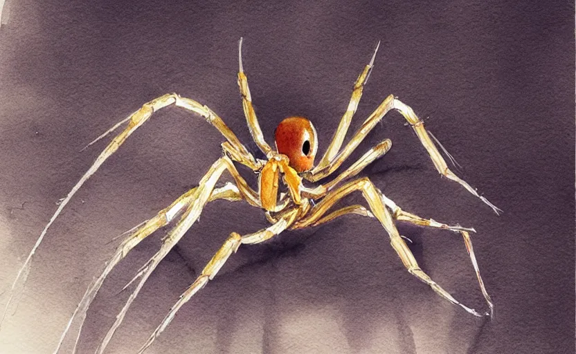 Image similar to concept art of a spider, pinterest, artstation trending, behance, watercolor, by coby whitmore, silver, laser light,