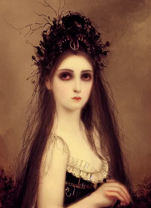 Image similar to gothic princess closeup face portrait. by william - adolphe bouguerea highly detailded