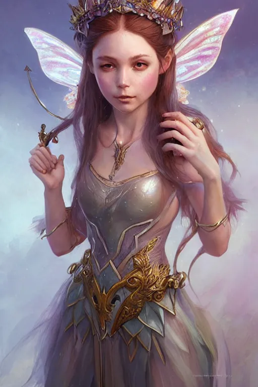 Image similar to fairy princess, highly detailed, d & d, fantasy, highly detailed, digital painting, trending on artstation, concept art, sharp focus, illustration, art by artgerm and greg rutkowski and magali villeneuve