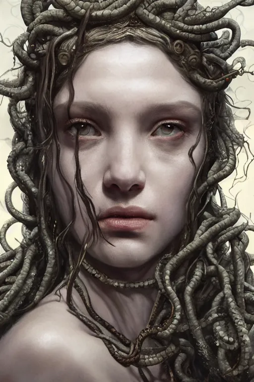 prompthunt: medusa with snake hair by charlie bowater and titian