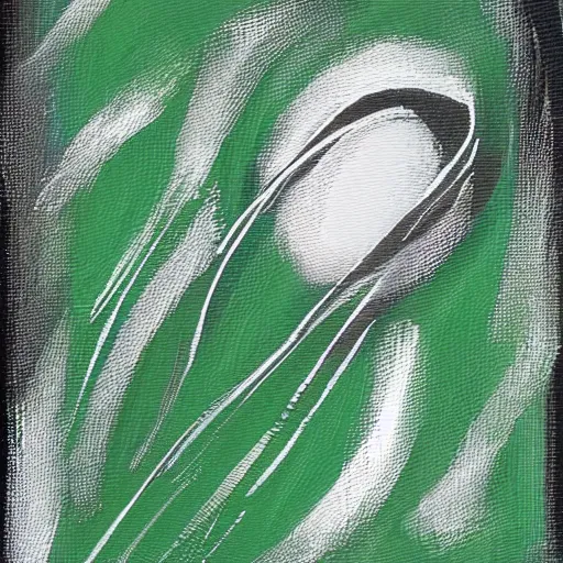 Image similar to a green ring on black canvas, done with one sweep, very wide brush stroke