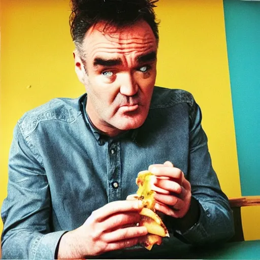 Image similar to “ morrissey eating a hamburger ”