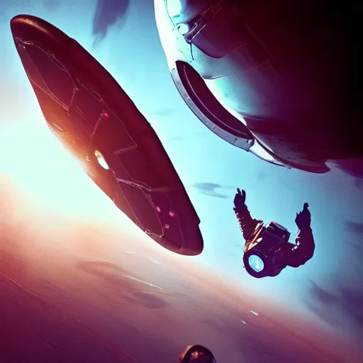 Prompt: an epic portrait of an astronaut entering multiverse of madness with a broken airship, cinematic lighting, epic