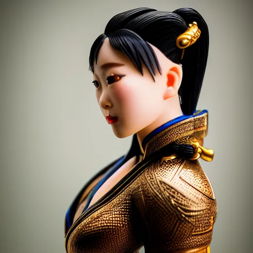 Prompt: photograph portrait of Chun-Li, intricate detail, sigma 85mm f/1.4, 4k, depth of field, high resolution, 4k, 8k, hd