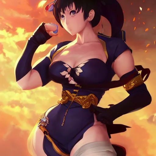 Image similar to An anime portrait of Chun li, by Stanley Artgerm Lau, WLOP, Rossdraws, James Jean, Andrei Riabovitchev, Marc Simonetti, and Sakimichan, tranding on artstation, SFW version