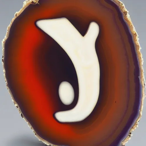 Image similar to a studio portrait of an agate with the letter s in the banding white background
