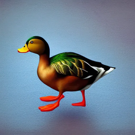 Prompt: photorealistic duck with crabs for feet