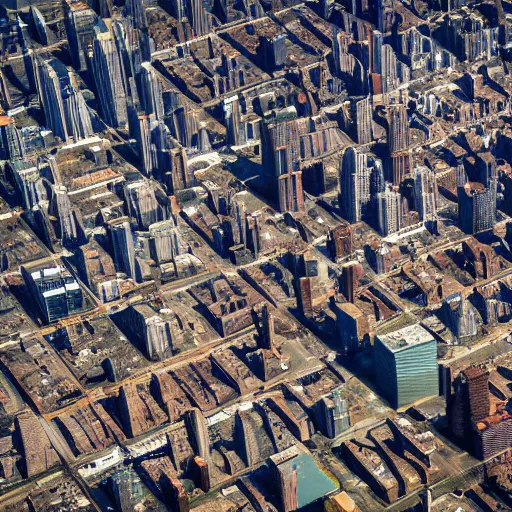 Prompt: top down aerial view of dilapidated manhatten in real life, desolate with zombies, dilapidated, zombies in the streets, nightmarish, some rusted style parked vehicles, sunny weather, few clouds, volumetric lighting, photorealistic, daytime, autumn, sharp focus, ultra detailed, cgsociety