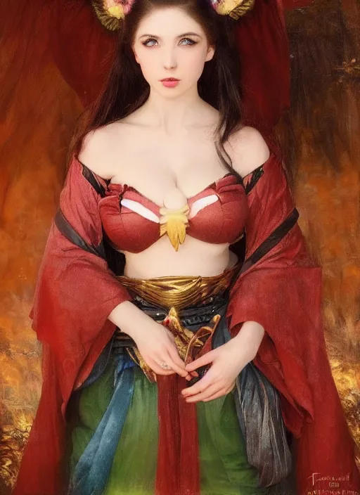 Image similar to Amouranth as an evil princess by Frederick Edwin Church, rule of thirds, seductive look, beautiful, in intergalactic Japan