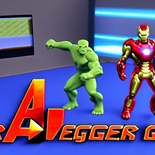 Prompt: avengers endgame, nintendo 6 4 screenshot, low poly, aliased