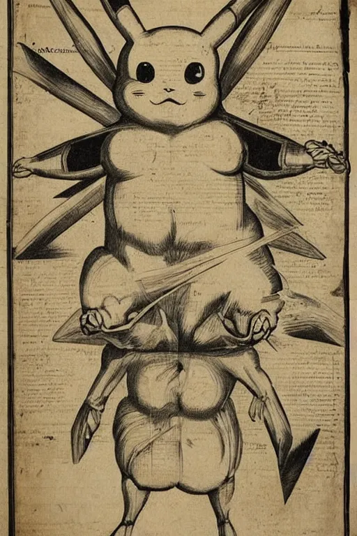 Prompt: 1 7 th century anatomy poster of pikachu, detailed, intricate, elegant, realistic,