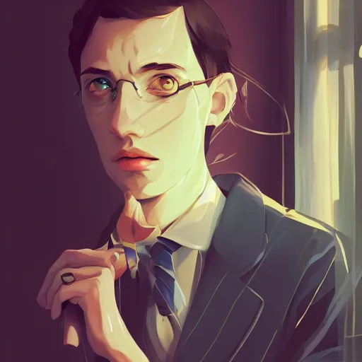 Prompt: Vladimir Nabokov as Humbert Humbert, ambient lighting, 4k, anime key visual, lois van baarle, ilya kuvshinov, rossdraws, artstation