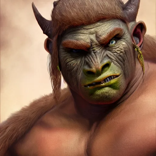 Image similar to a detailed portrait of an orc boy child, art illustration, incredibly highly detailed and realistic, 8 k, sharp focus