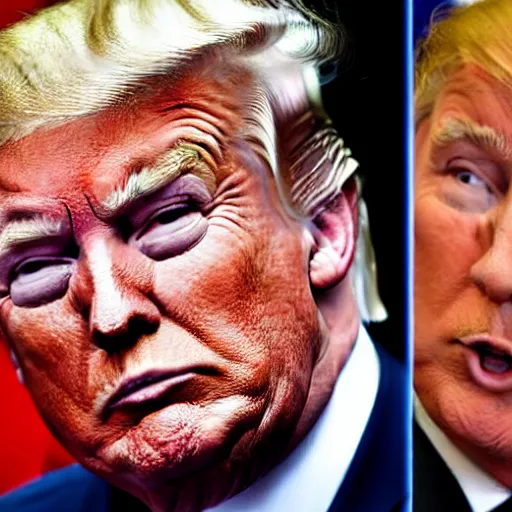 Image similar to Donald Trump and Putin as combined twins, pride