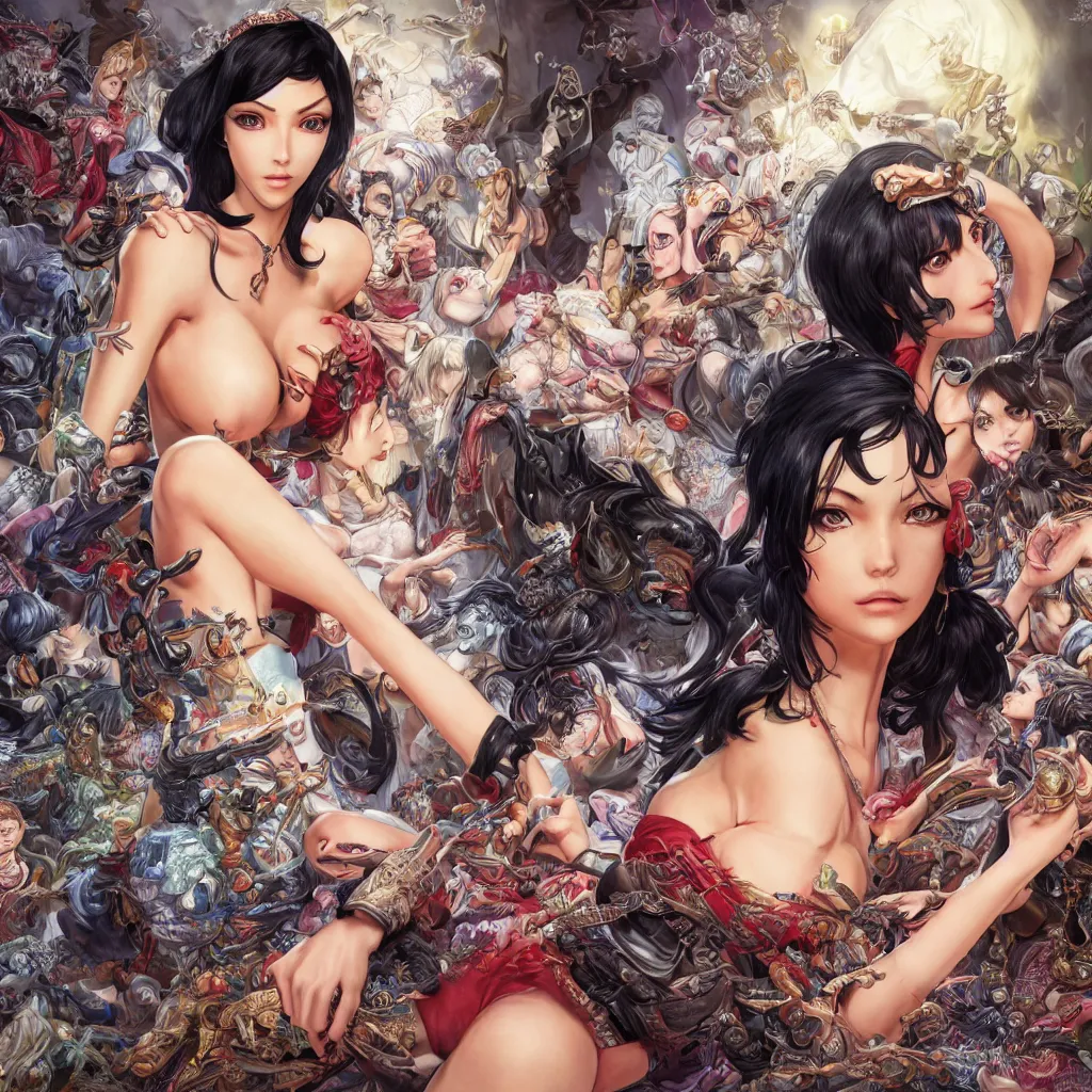 Prompt: the portrait of an absurdly beautiful nico robin from one peace, graceful, elegant, an ultrafine hyperdetailed illustration by kim jung gi, irakli nadar, intricate linework, bright colors, octopath traveler, final fantasy, unreal engine 5 highly rendered, global illumination, radiant light, detailed and intricate environment, lingerie