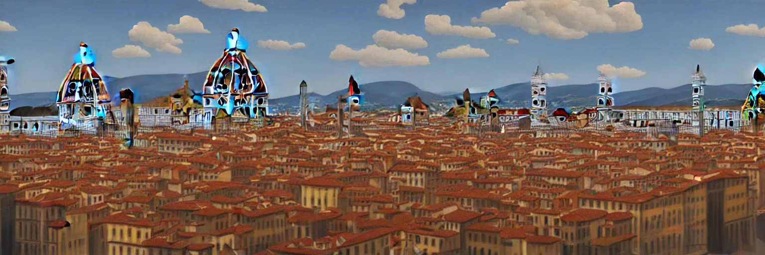 Prompt: florence cityscape oil painting magritte