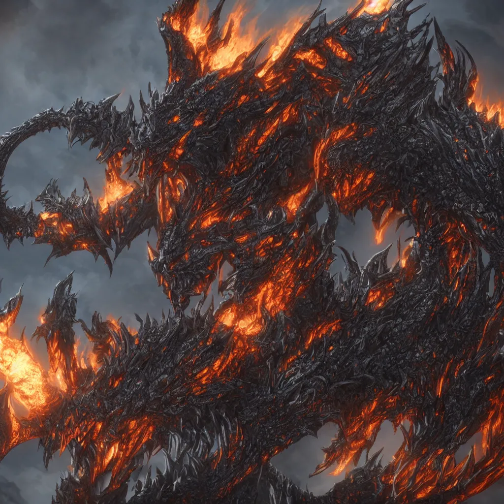 Prompt: 4 k unreal engine render of the deathwing dragon on earth ultra details full body full background digital art