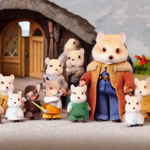 Image similar to lord of the rings calico critters in the shire