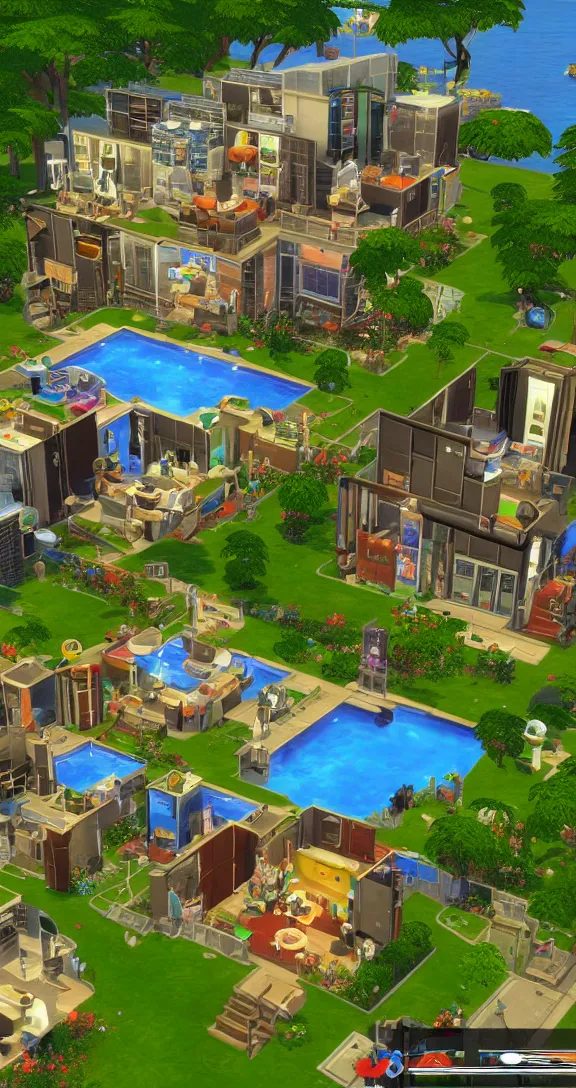 Image similar to screenshot from the videogame The Sims as designed by Patrick Kyle