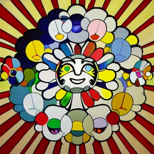 Image similar to sun shining through clouds, Takashi Murakami, Minimalist,