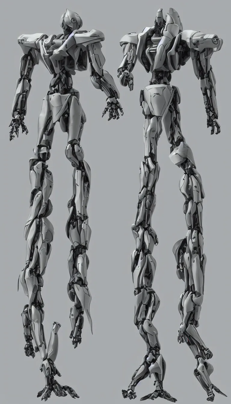 Prompt: full body full height, elegant alien mecha character model, default pose. super high resolution photo. symmetrical. orthographic front view.