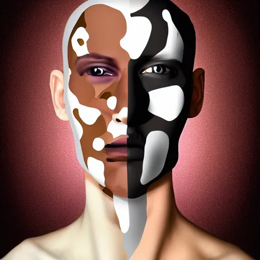 Image similar to half human half milk, digital art,