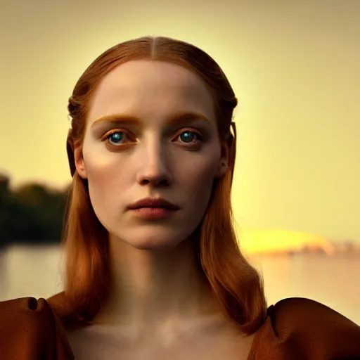 Prompt: photographic portrait of a stunningly beautiful english renaissance female in soft dreamy light at sunset, beside the river, soft focus, contemporary fashion shoot, in a denis villeneuve and tim burton movie, by edward robert hughes, annie leibovitz and steve mccurry, david lazar, jimmy nelsson, extremely detailed, breathtaking, hyperrealistic, perfect face, octane render