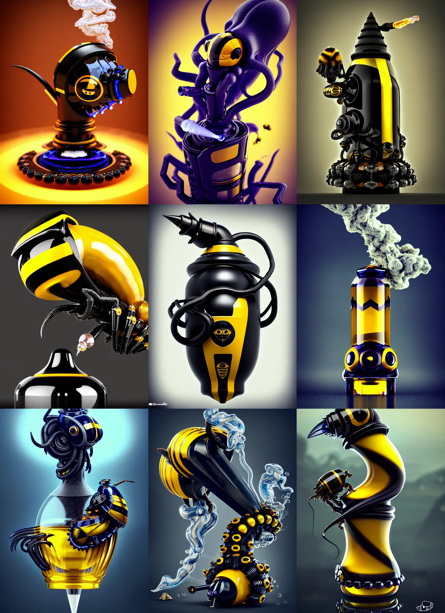 Prompt: obsidian bumblebee squid king edm dyson engine rocket smoking milk bong | elaborate jewelry | glamorous oily soft polished rich vixen ornate modern | weta disney pixar movie still photo | hi - fructose, sci fi fantasy, smooth, octane render, sharp focus, artstation, concept art | beeple, feng zhu, artgerm, mucha, rutkowski |