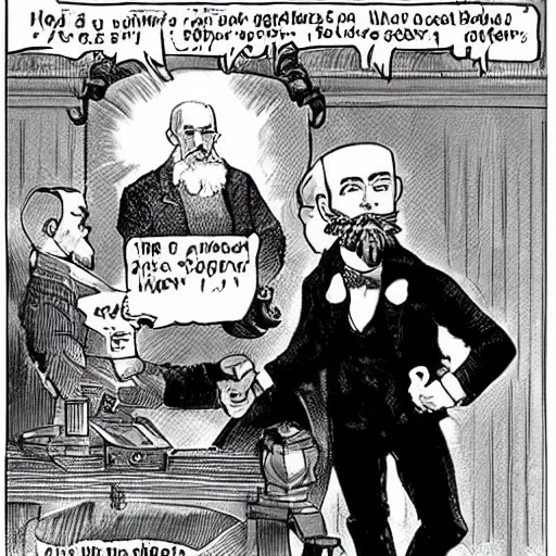 Prompt: karl marx punching jeff bezos, anime