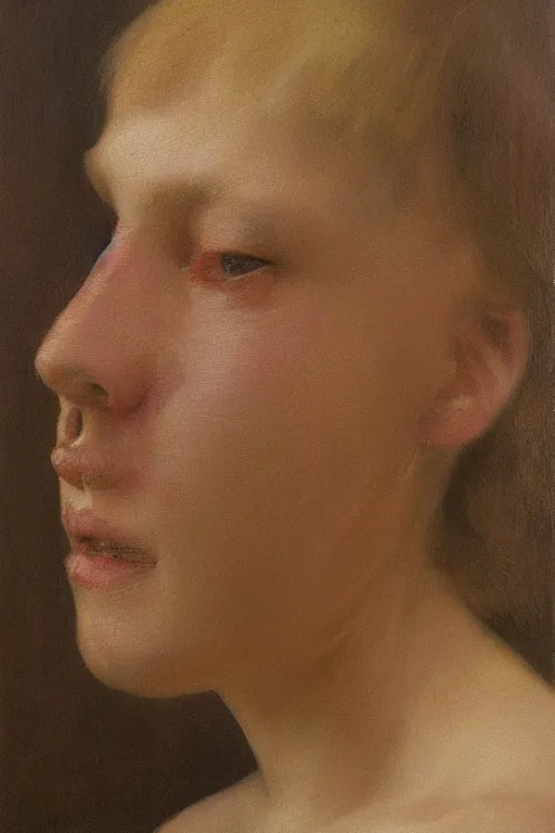 Prompt: beautiful clean oil painting portrait study by odd nerdrum, detailed, stunning, realistic, skin color