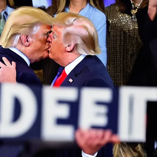 Image similar to joe biden kissing donald trump, photograph