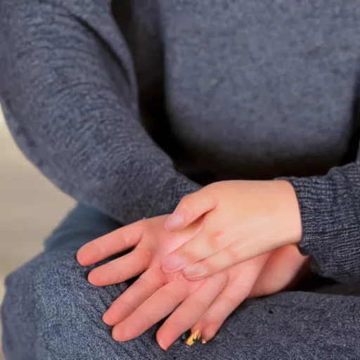 Prompt: meditation arm placement, hand gestures close up,