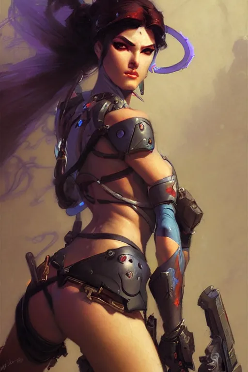 Prompt: widowmaker overwatch portrait dnd, painting by gaston bussiere, craig mullins, greg rutkowski, yoji shinkawa